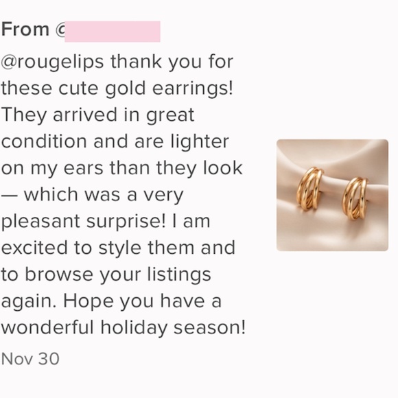 Rouge! Triple Gold Hoop Earrings - Picture 6 of 7